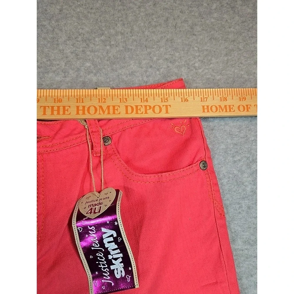 Justice Pant Simply Low Skinny Jeans Size 16 1/2 Plus Pink‎ Denim NWT